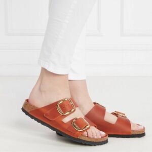 Birkenstock’s Arizona Buckle Burnt Orange Oiled Leather Sandals